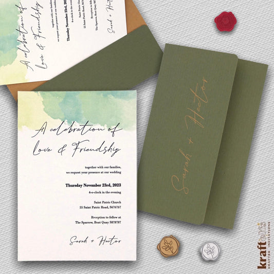 Modern turquoise rhapsody wedding invitations - white